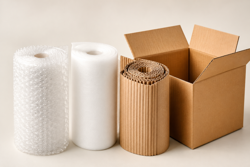 الفرق بين البابلز والفوم ورول الكرتون في التغليف